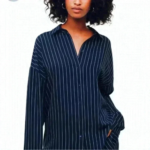 Women’s Babaton Kearny Blouse  in Blue and White Stripes Size XXS - Picture 1 of 10